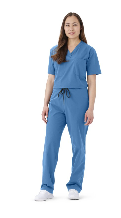 57112 Unisex Scrub Top, Everwear, 1 Pkt, Reversible, Ceil Blue