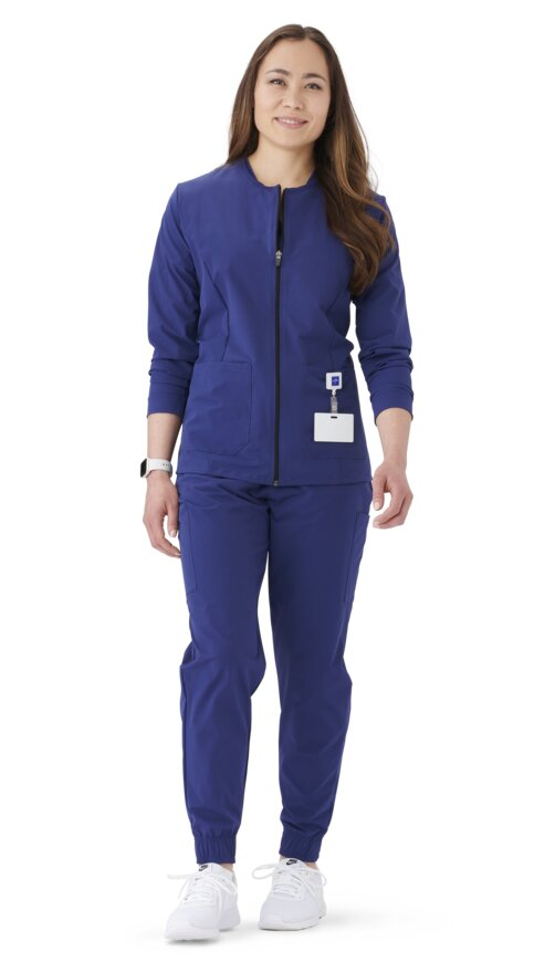 Women's Everwear Navy zip-front warm-up jacket, style 57103