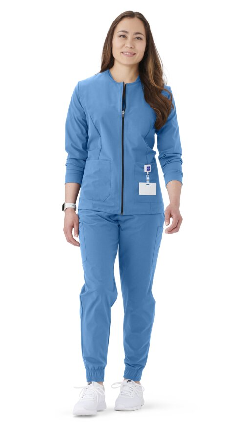 Women's Ceil Blue Everwear zip-front warm-up jacket, style 57143