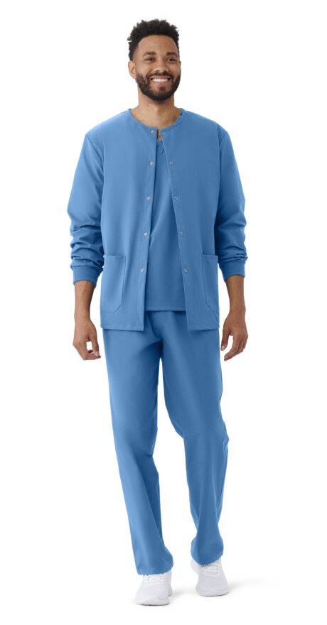 Unisex Ceil Blue Everwear snap-front warm-up jacket, style 57152